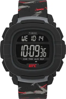 Timex UFC Men's Shockxl 47mm Watch - Black Strap Digital Dial Black Case