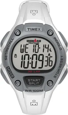 Timex Women's T5K515 Ironman Classic 30 Mid-Size White/Silver-Tone Resin Strap Watch