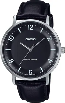 Casio MTP-VT03L-1B Men's Minimalistic Black Leather Band Watch