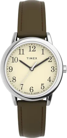 Timex Women's Easy Reader 30mm Watch - Brown Strap Cream Dial Silver-Tone Case