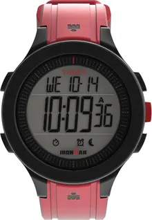 Timex Unisex Ironman Triathlon T200 42mm Watch - Red Strap Digital Dial Black Case
