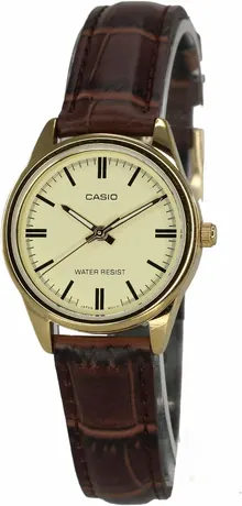 Casio Women's LTP-V005GL-9A Brown Genuine Leather Band Analog Watch
