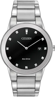 Citizen Men's Eco-Drive Modern Axiom Diamond Watch in Stainless Steel, Black Dial