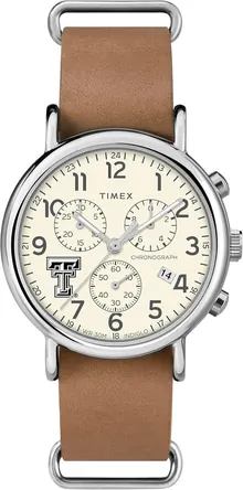 Timex Tribute Men's Collegiate Weekender Chrono 40mm Quartz Leather Strap Watch