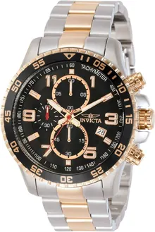 Invicta Men's 14877 Specialty Chronograph Black Textured Dial Two Tone Stainless Steel Watch