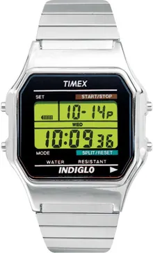 Timex Men's T78582 Classic Digital Silver-Tone Extra-Long Stainless Steel Expansion Band Watch