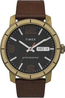 Timex Mod44 44mm Leather Strap Watch - Gold/Brown/Black
