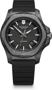 Victorinox Alliance I.N.O.X. Carbon Mechanical Watch with Black Dial and Rubber Strap