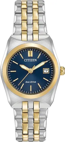 Citizen Women's Eco-Drive Corso Classic Watch in Two-tone Stainless Steel, Blue Dial