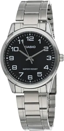 Casio #MTP-V001D-1B Men's Standard Stainless Steel Easy Reader Black Dial Watch