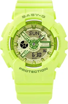 Casio Baby-G Fresh Colours Neon Green Resin Analog-Digital Watch BA-110YK-3A