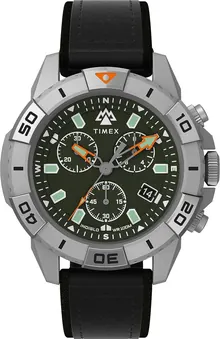 Timex Men's Expedition North Ridge 42mm Watch - Black Strap Green Dial IP Steel Case