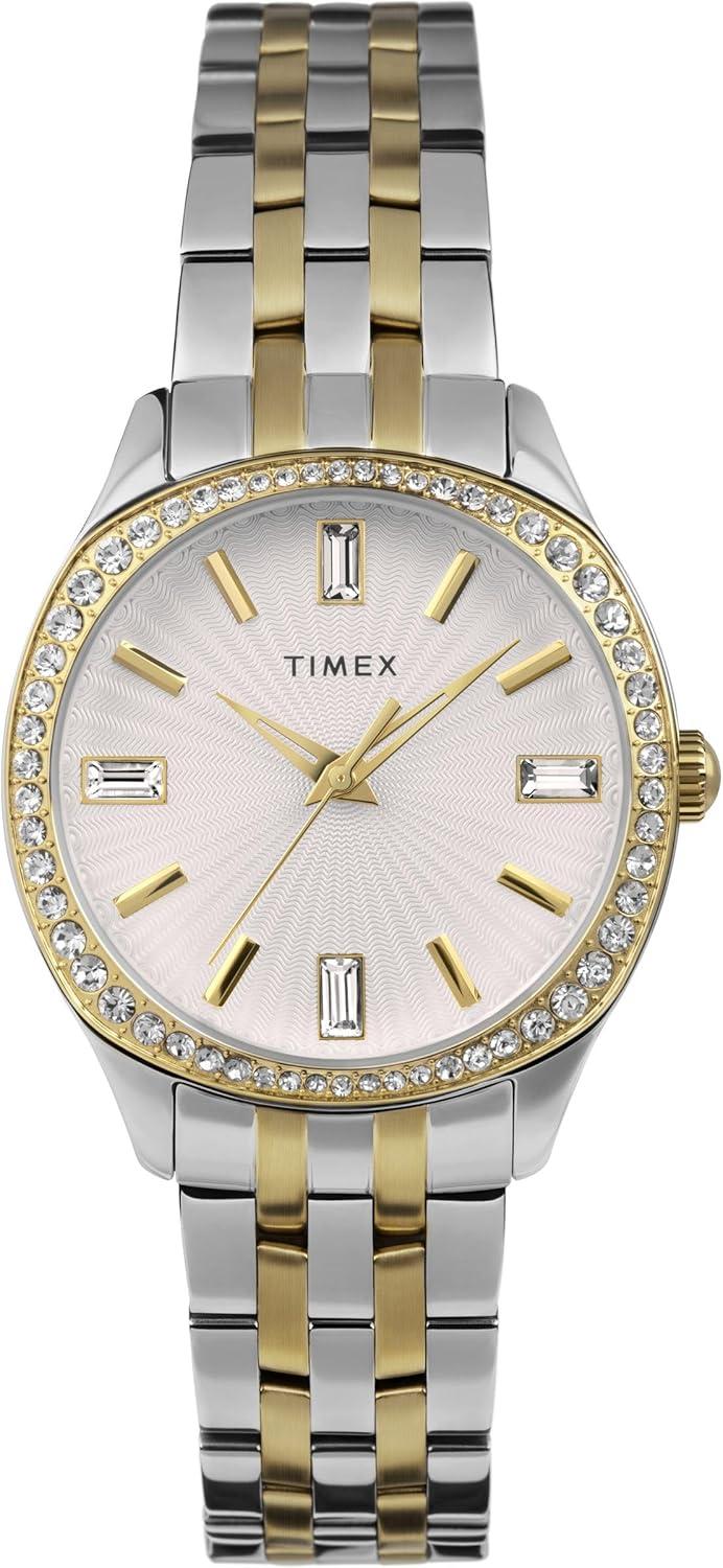 Timex Women's Ariana 36mm Watch - Two-Tone Bracelet Silver-Tone Dial