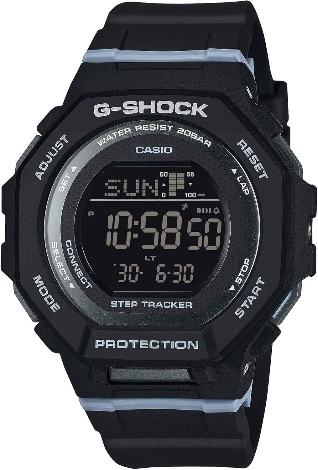 Casio G-Shock Step Tracker Black with Light Blue Digital Watch GMDB300-1