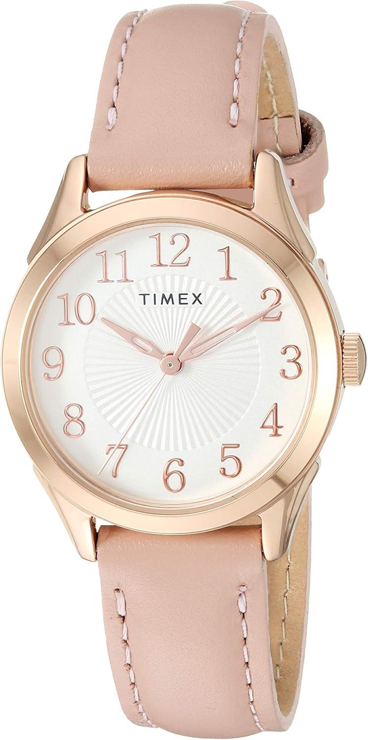 Timex Women's TW2T66500 Briarwood 28mm Pink/Rose Gold Genuine Leather Strap Watch