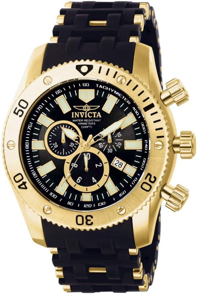 Invicta Men's 0140 Sea Spider Collection 18k Gold Ion-Plated and Black Polyurethane Watch