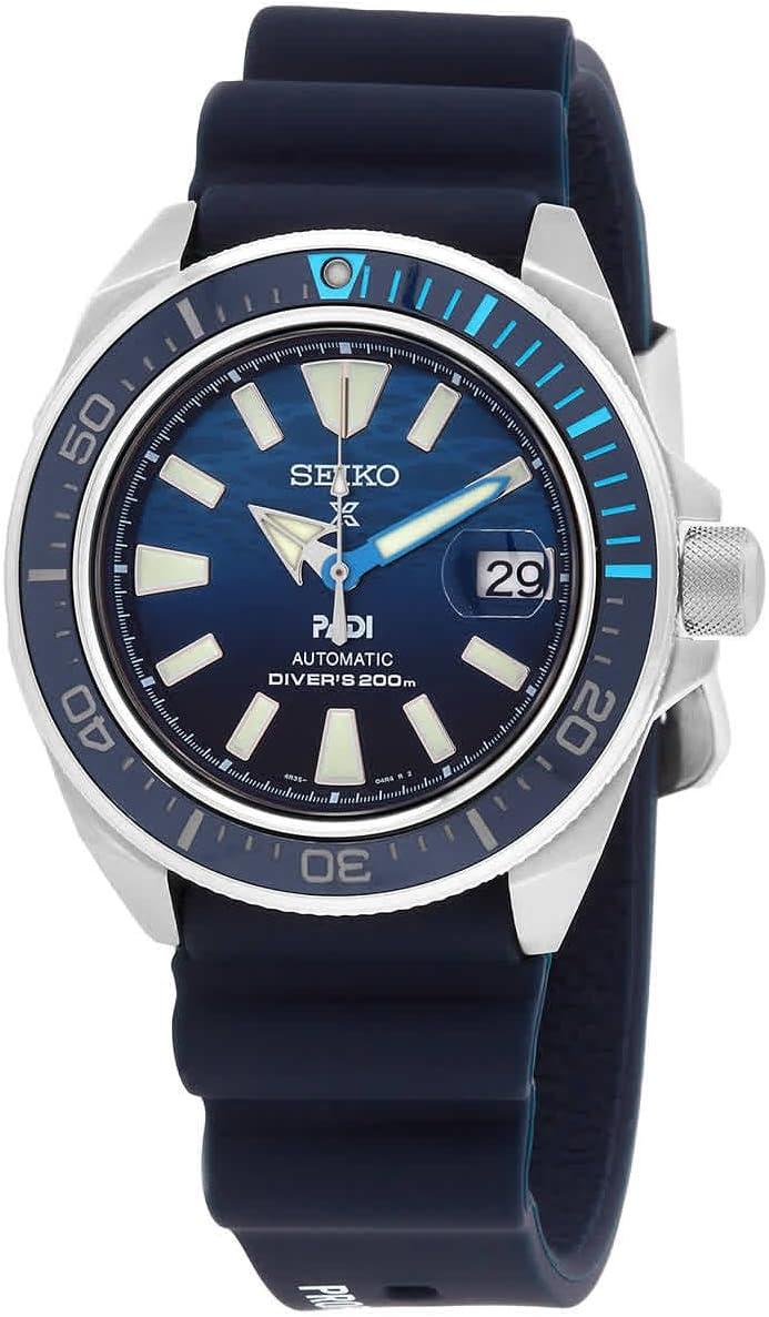 SEIKO Men's Blue Dial Black Silicone Band Prospex PADI Special Edition Automatic Analog Watch