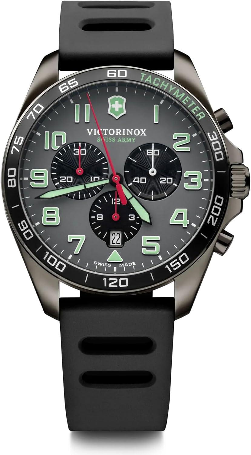 Victorinox FieldForce Sport Chrono Black Dial Black Rubber Strap Watch 42mm