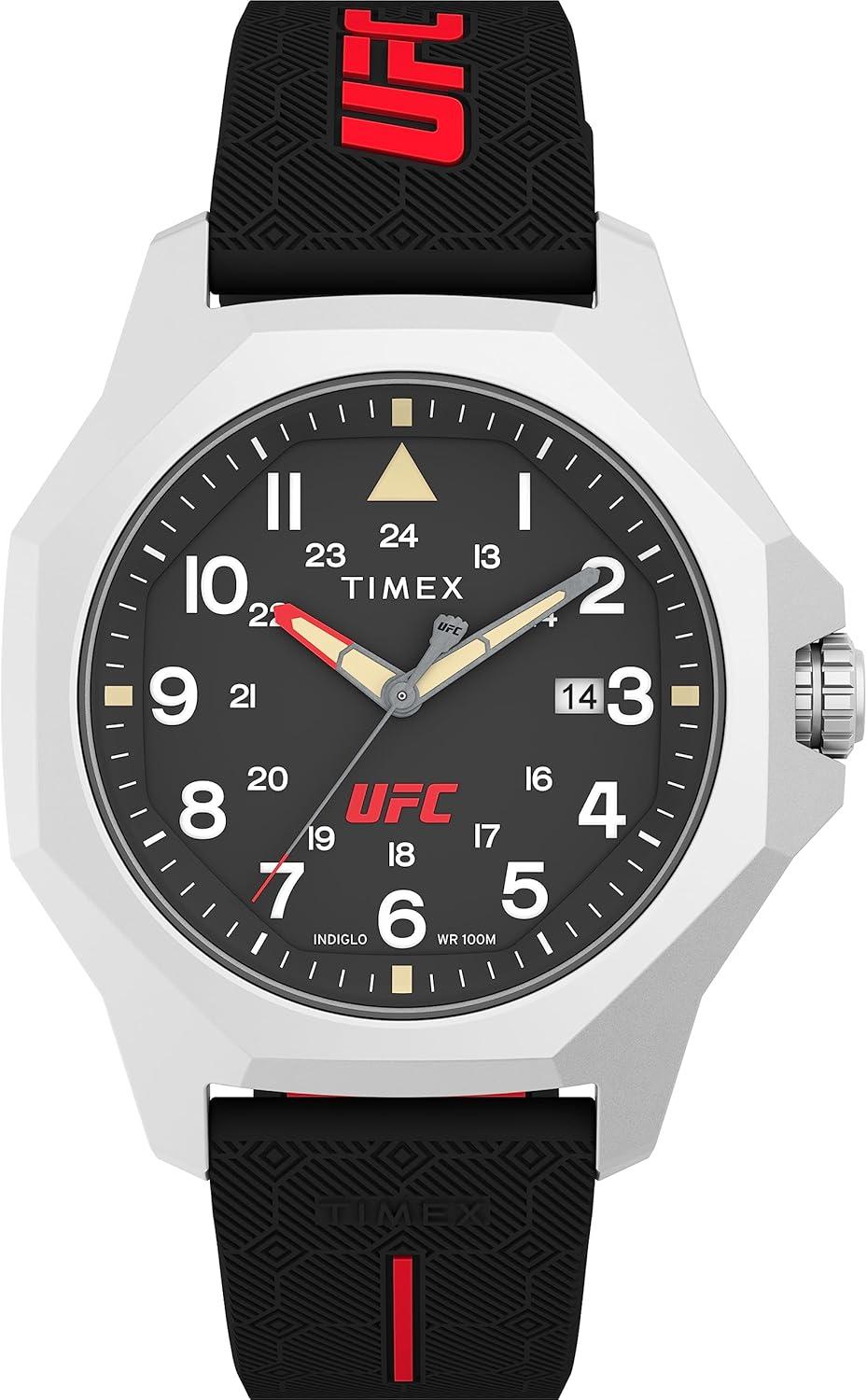 Timex UFC Men's Reveal 41mm Watch - Black Strap Black Dial Silver-Tone Case