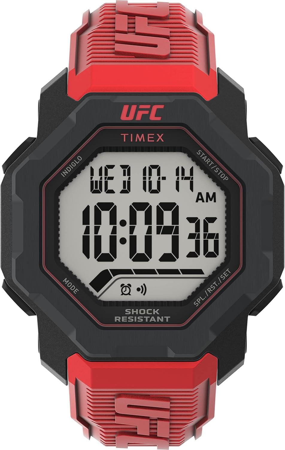 Timex UFC Men's Knockout 48mm Watch - Red Strap Digital Dial Black Case