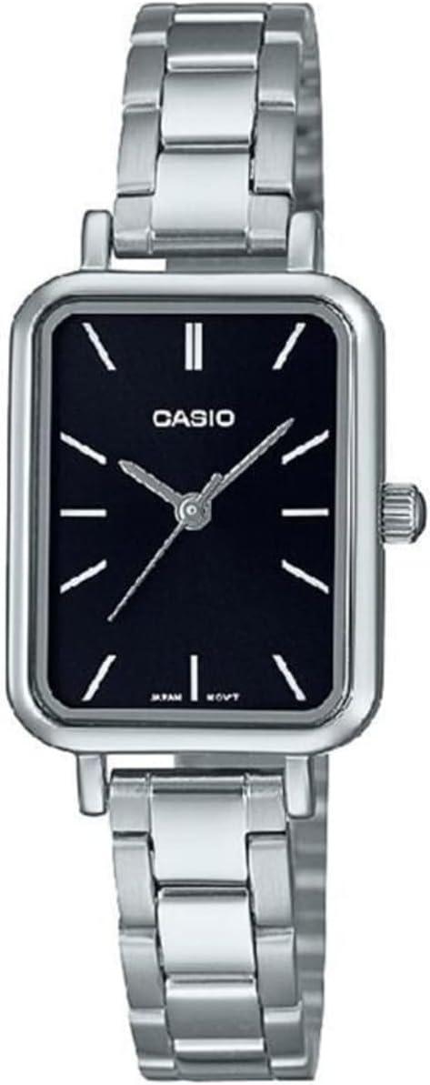 Casio LTP-V009D-1E Women's Rectangular Petite Stainless Steel Black Dial Dress Watch