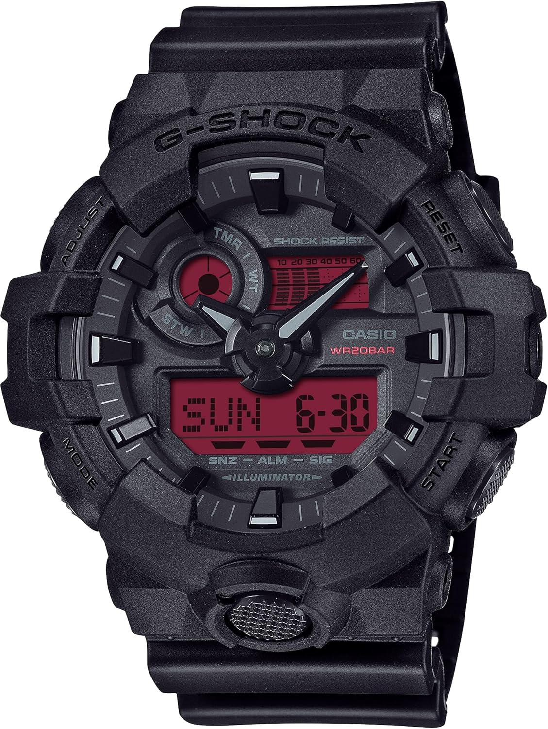 Casio G-Shock Black Resin Red Analog-Digital Watch GA-700BBR-1A