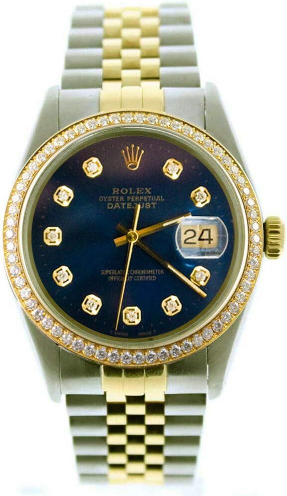 Rolex Men's Datejust 16013 36mm Steel & Gold with Blue Diamond Dial