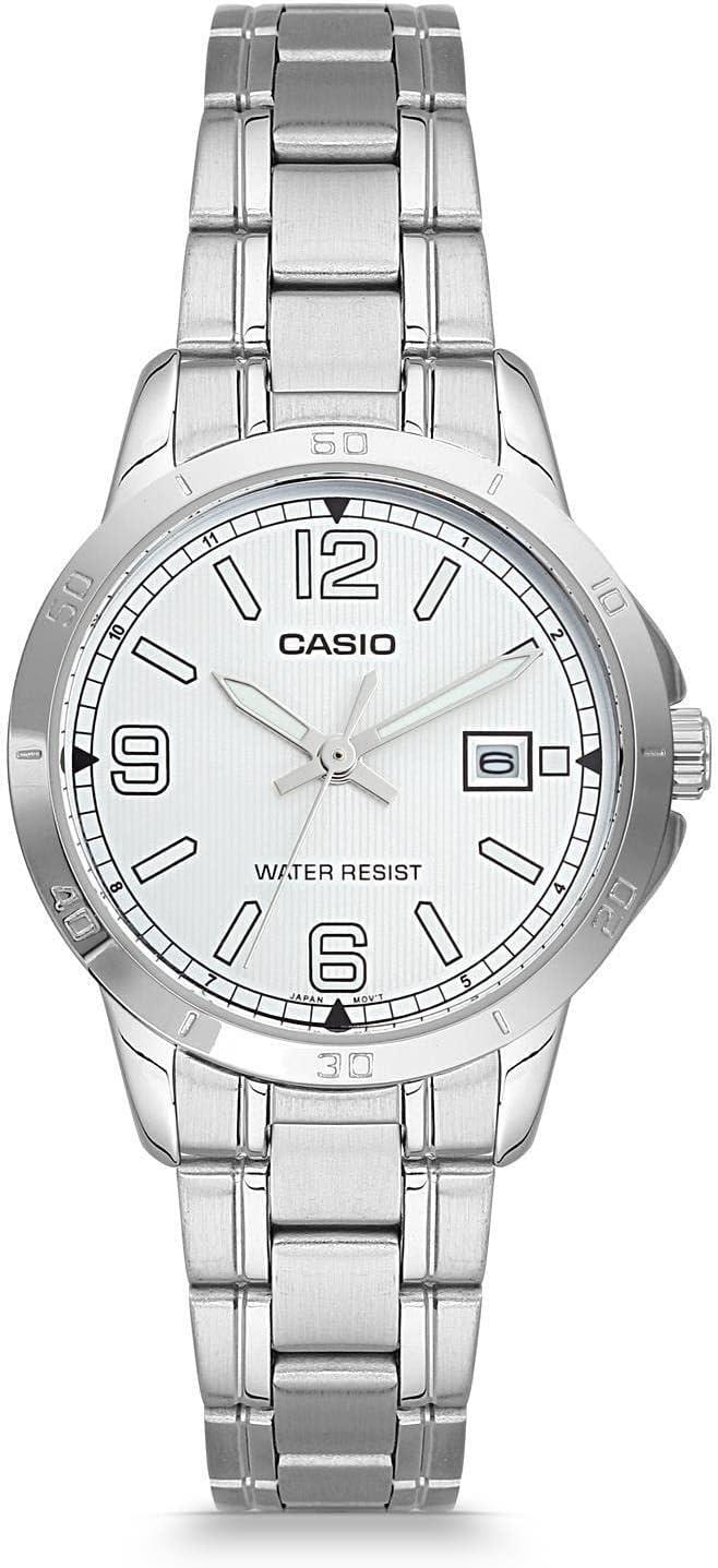 Casio LTP-V004D-7B2 Women's Dress Stainless Steel Silver Dial Date Watch