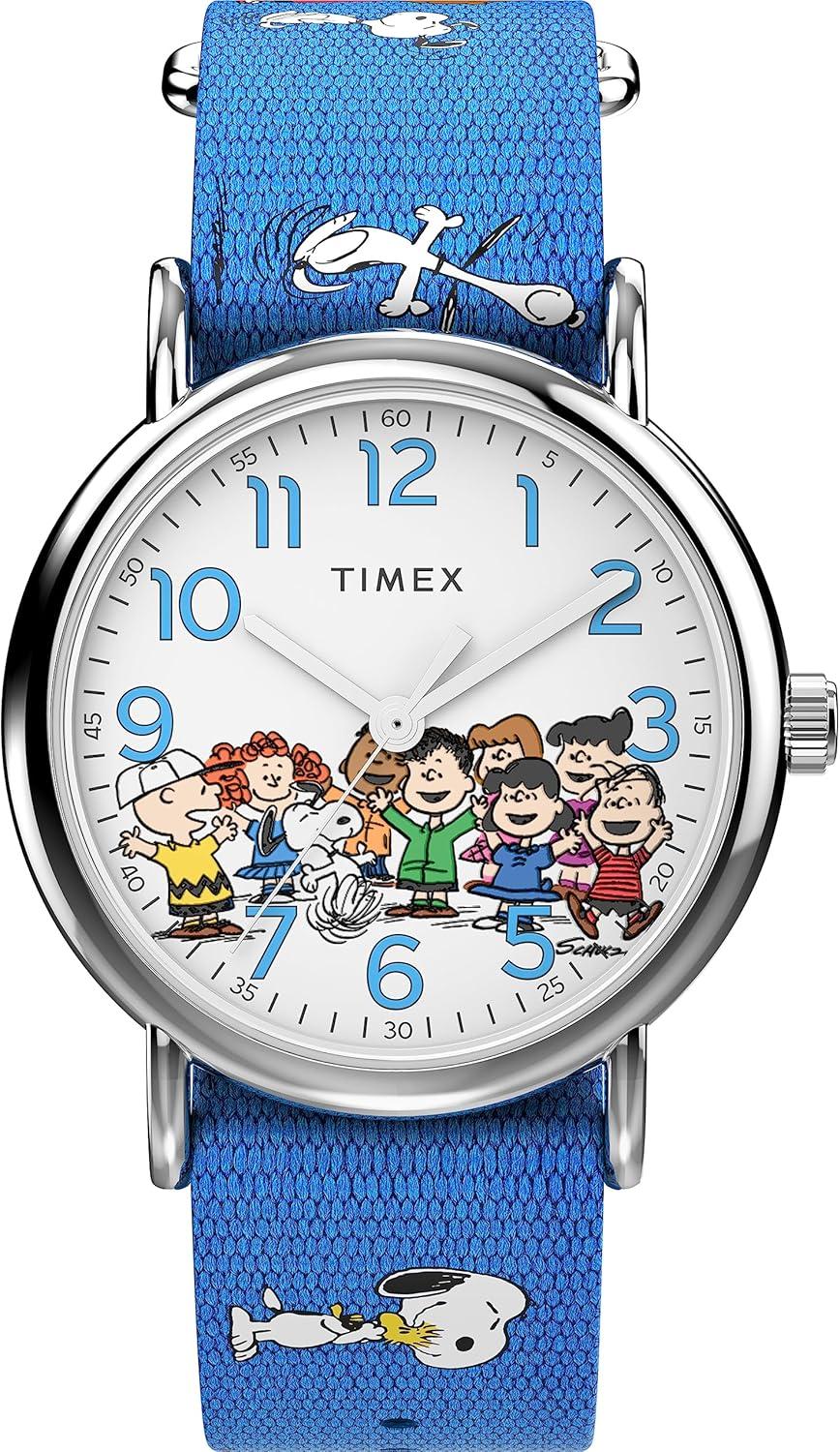 Timex Women's Weekender Seasonal 38mm Watch - Blue Strap White Dial Silver-Tone Case