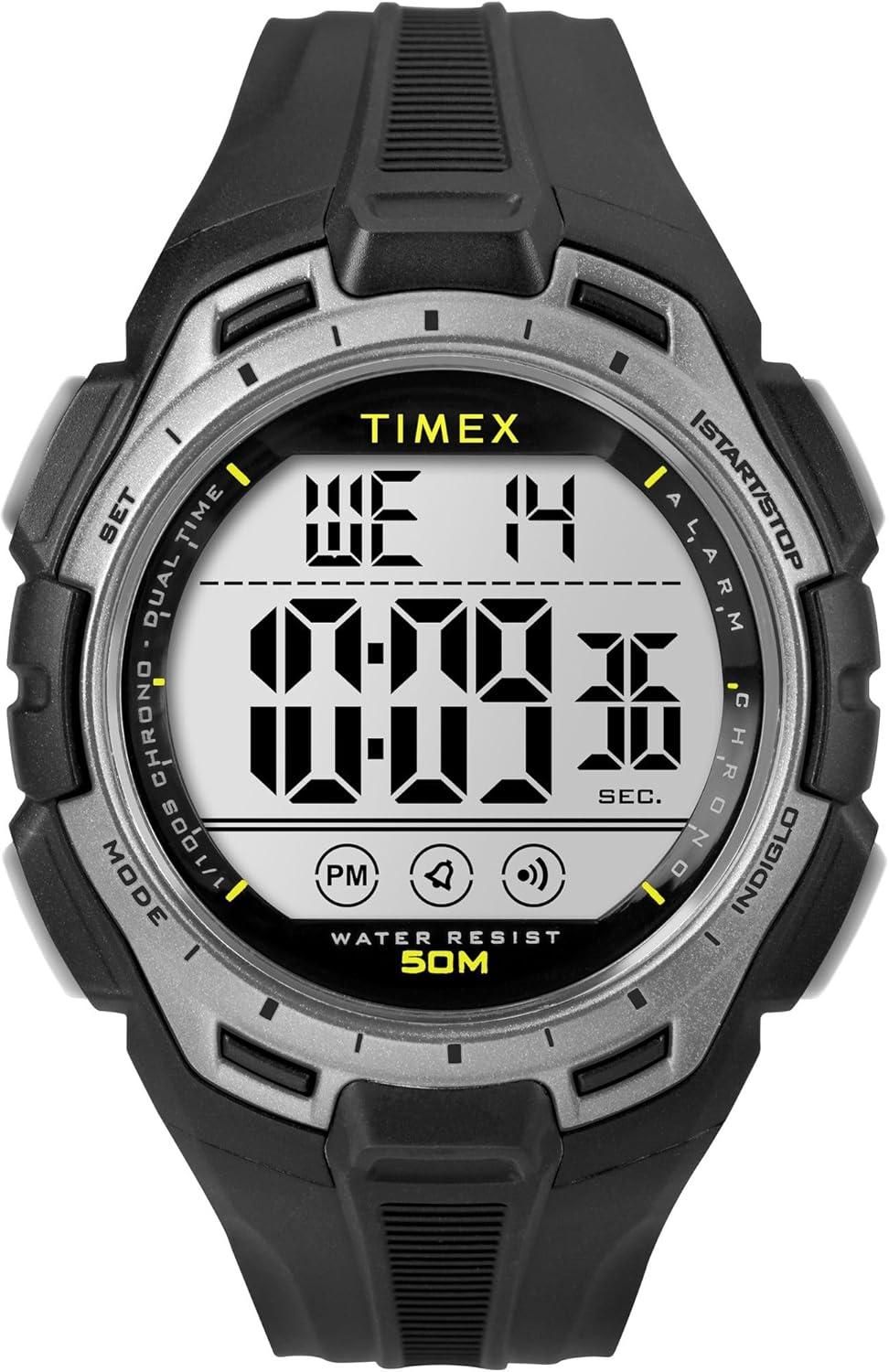 Timex Men's Digital 43mm Watch - Black Band Digital Dial Black Case