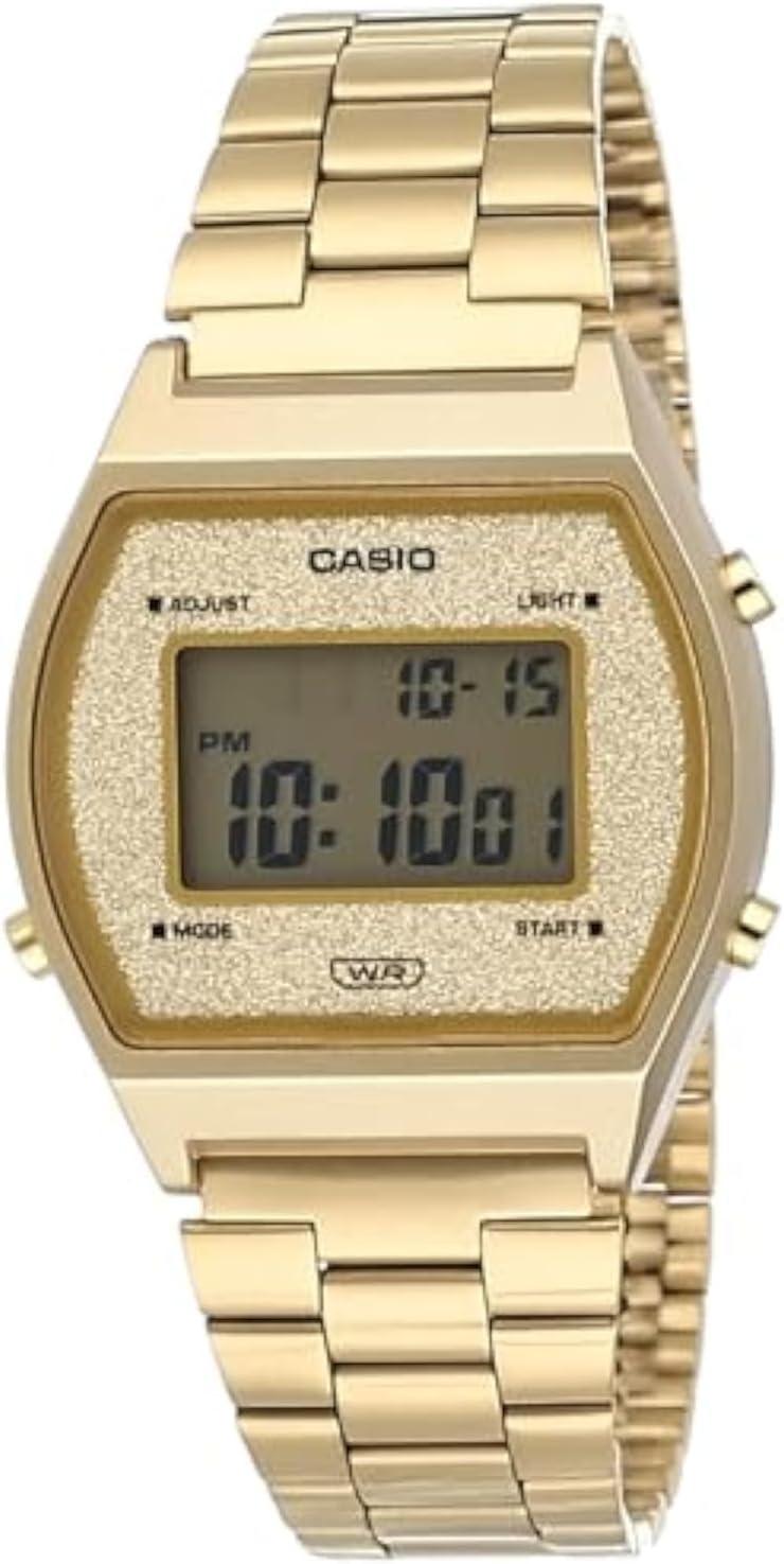 Casio B640WGG-9 Unisex Vintage Gold Tone Glitter Dial Alarm Chronograph Digital Watch