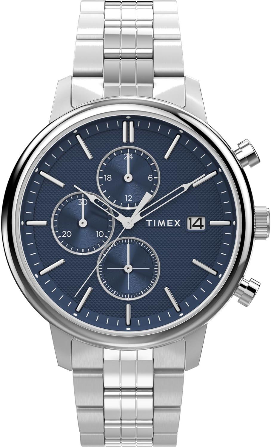 Timex Men's Chicago Chronograph 45mm Watch - Stainless Steel Bracelet Blue Dial