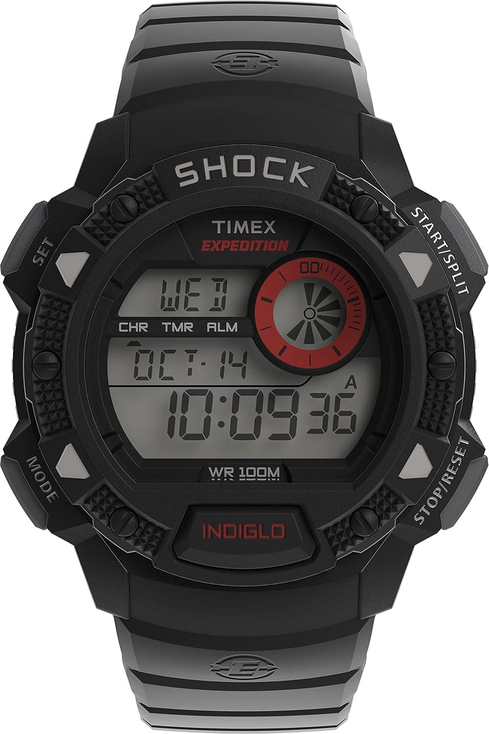 Timex Men's T49977 Expedition Base Shock Black/Red Resin Watch