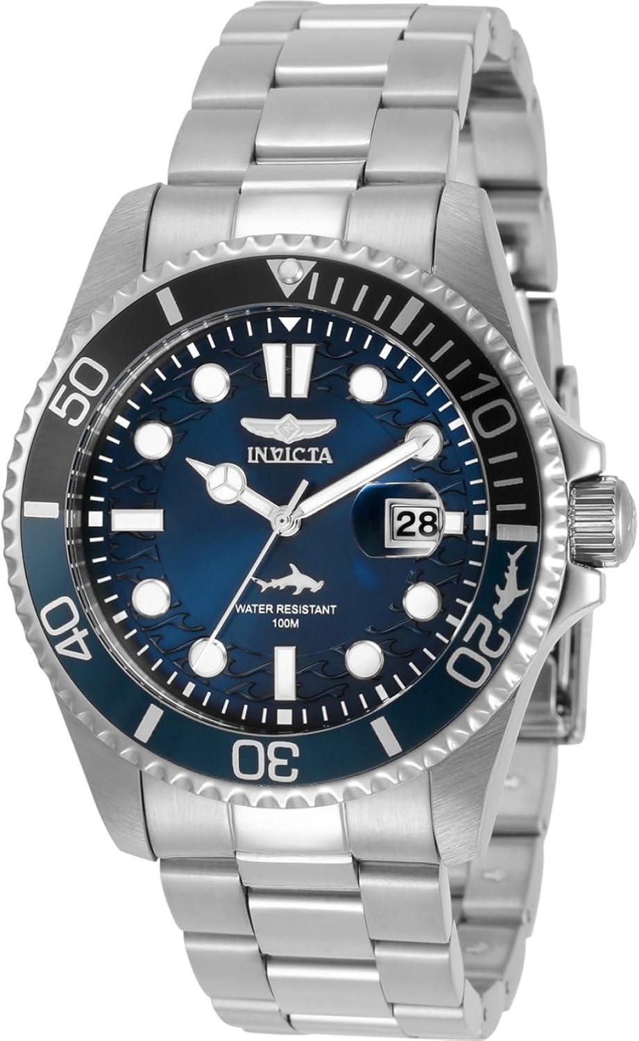 Invicta Pro Diver Stainless Steel Men's Quartz Watch - 43mm, Blue/Silver