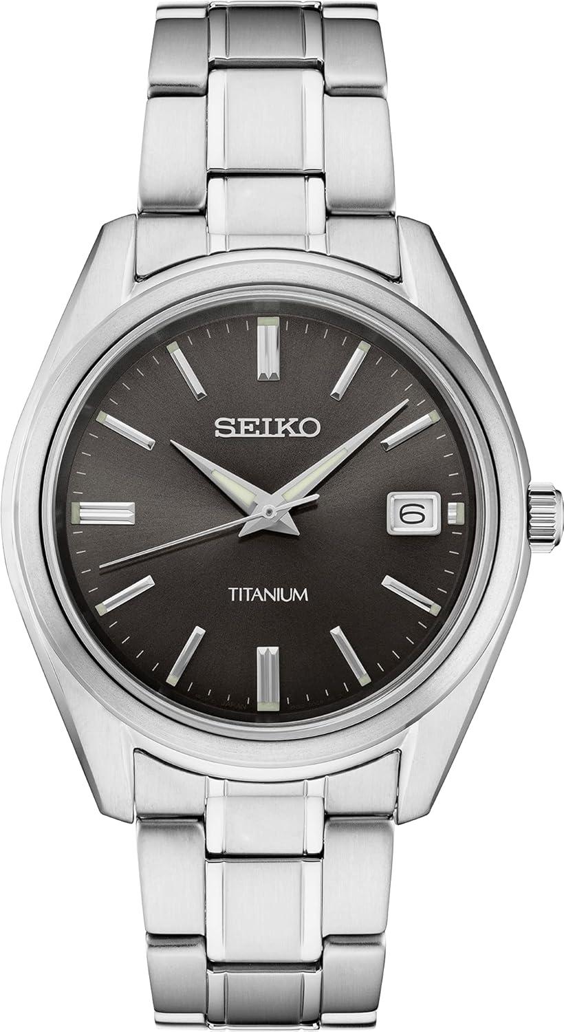 Seiko Mens Essential TI Black Dial Watch - SUR375