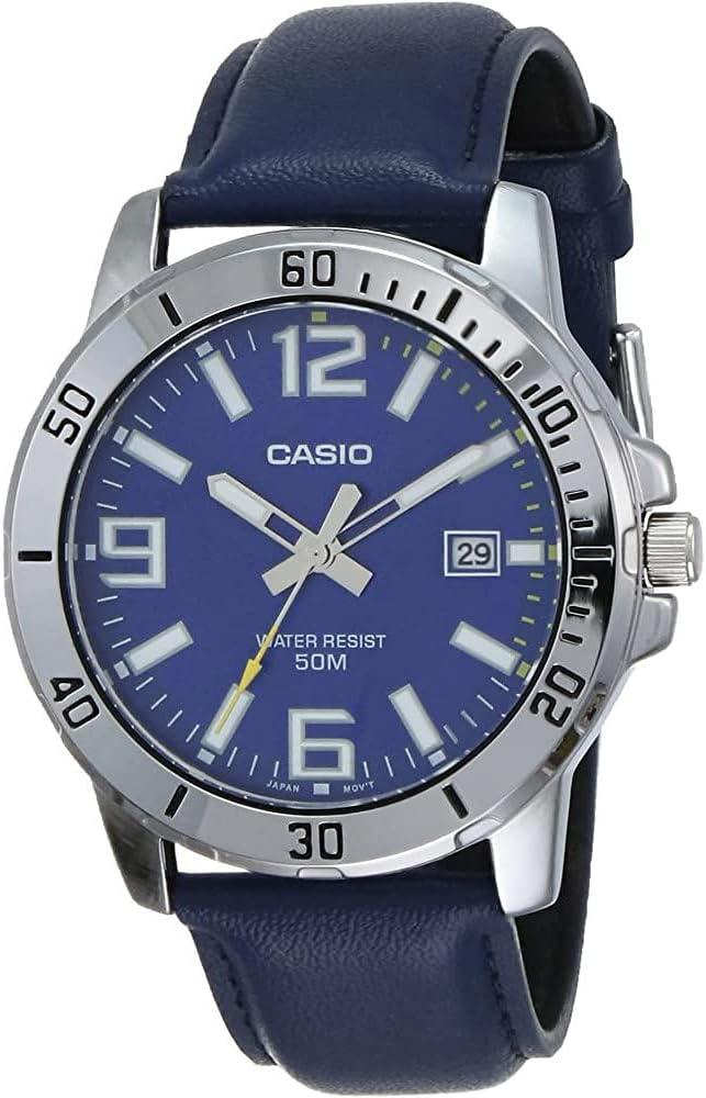 Casio MTP-VD01L-2BV Men's Enticer Blue Leather Band Watch