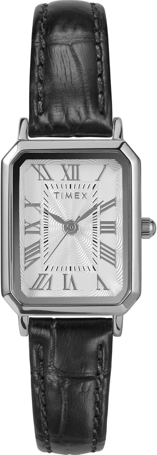 Timex Women's Dress 21mm Watch - Black Strap White Dial Silver-Tone Case