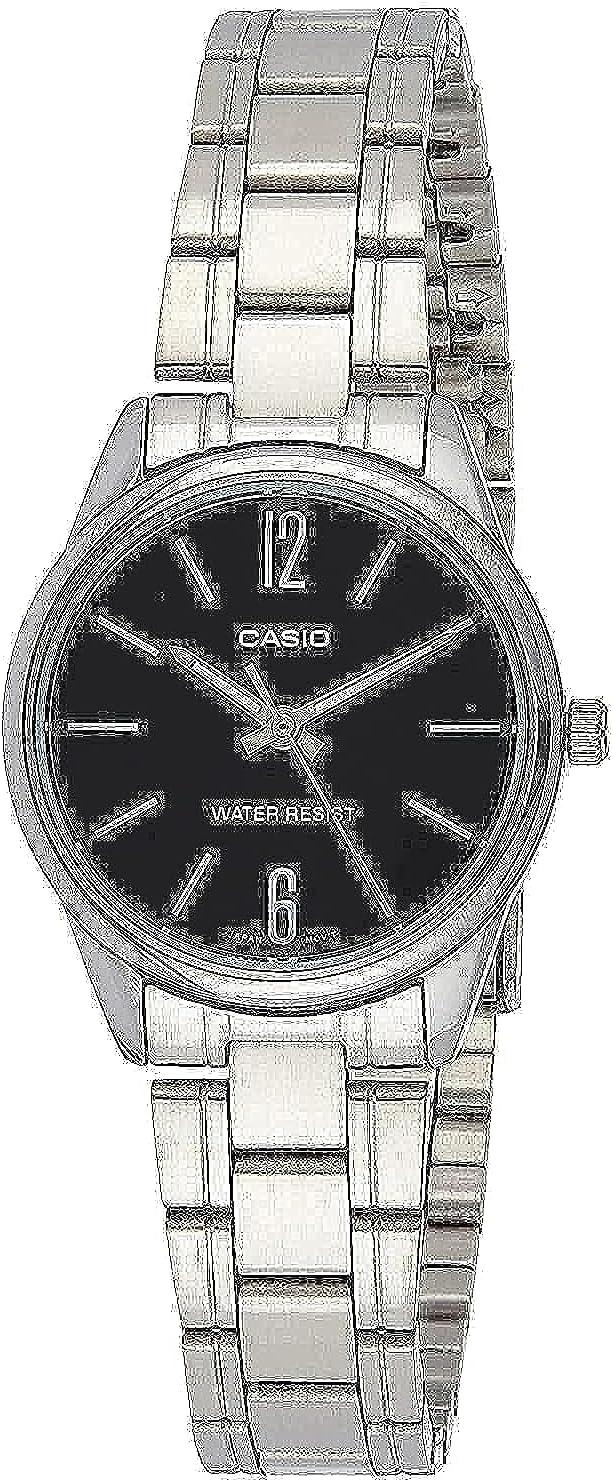 Casio Women's Silver/Black Bracelet Watch - LTP-V005D-1BUDF