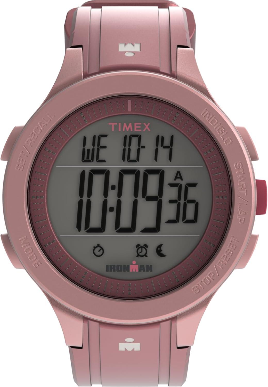 Timex Unisex Ironman Triathlon T200 42mm Watch - Pink Strap Digital Dial