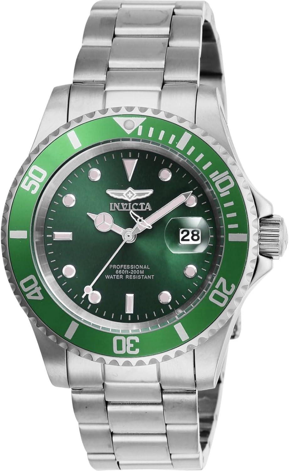 Invicta Pro Diver Men 40mm Stainless Steel Watch - Green Dial PC32 Quartz