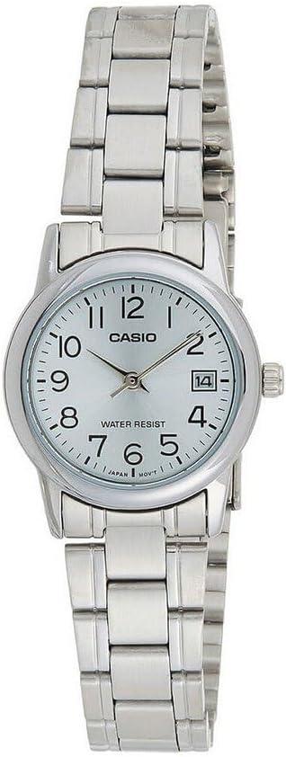 Casio #LTP-V002D-2B Women's Standard Stainless Steel Light Blue Dial Date Watch
