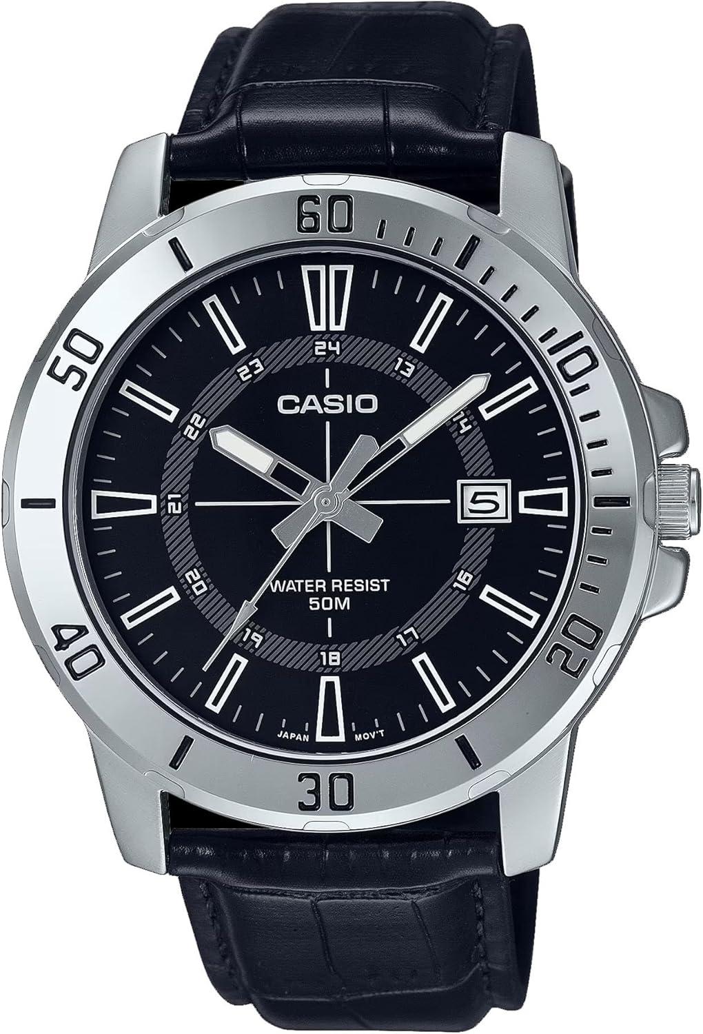 Casio MTP-VD01L-1CV Men's Enticer Leather Band Watch
