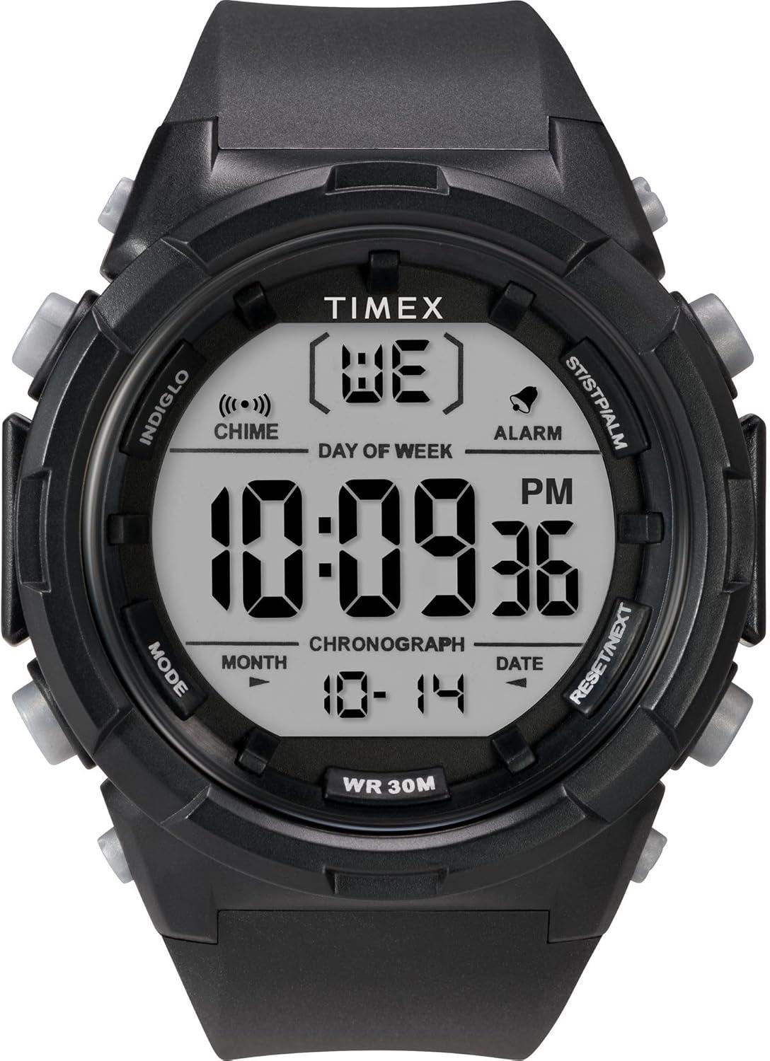 Timex Men's Digital 50mm Watch - Black Strap Digital Dial Black Case