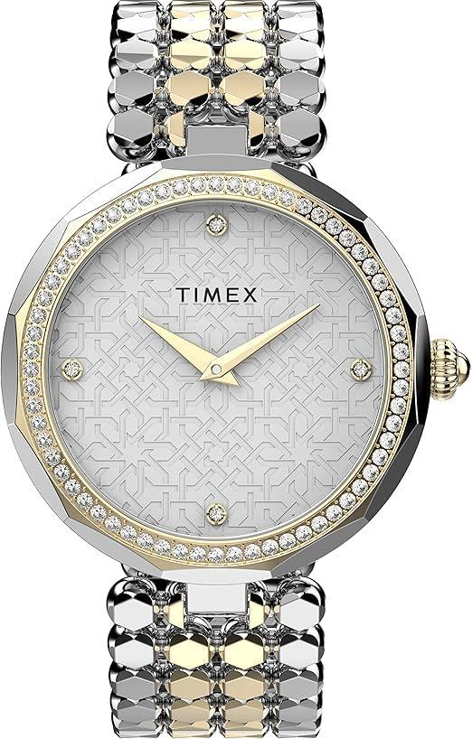 Timex Women's Asheville 34mm Watch – Silver-Tone Case & Dial with Two-Tone Bracelet