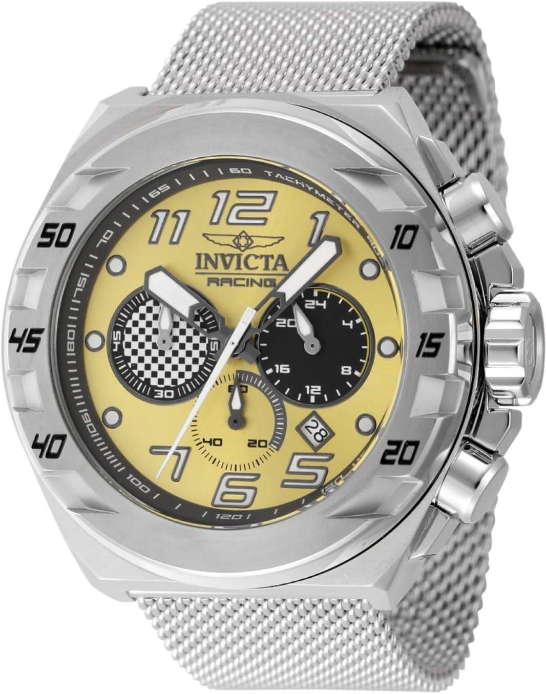Invicta Racing Men 48.0mm Stainless Steel Black+Yellow Dial VD53 Quartz Watch