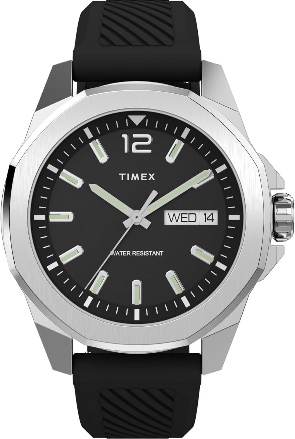 Timex Men's Essex 46mm Watch - Black Strap Black Dial Silver-Tone Case