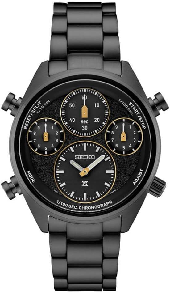 SEIKO Men's Black Dial Stainless Steel Band Prospex Speedtimer Limited Edition Chronograph Solar Quartz Watch