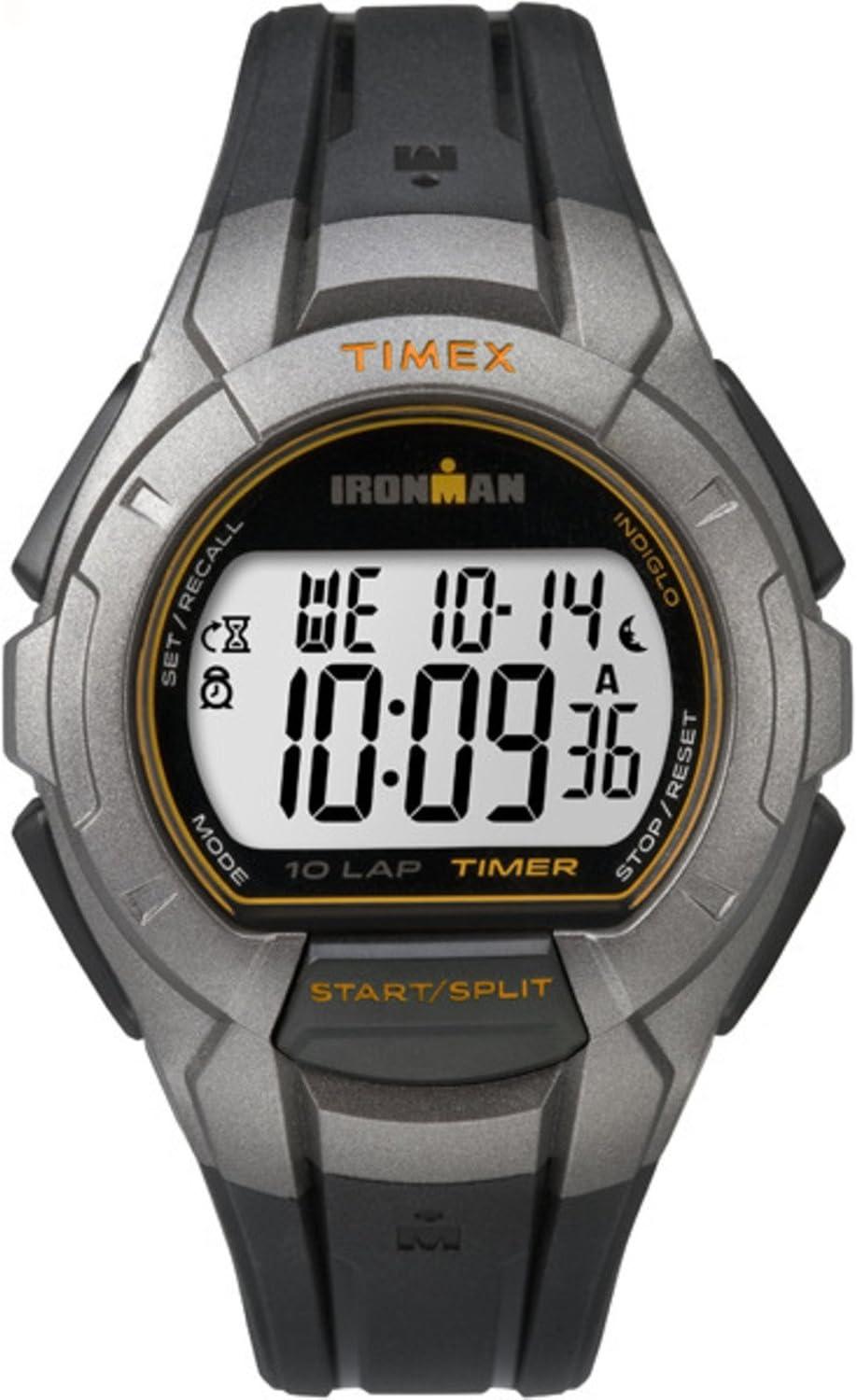 Timex Men's TW5K93700 Ironman Essential 10 Full-Size Black/Silver-Tone Resin Strap Watch