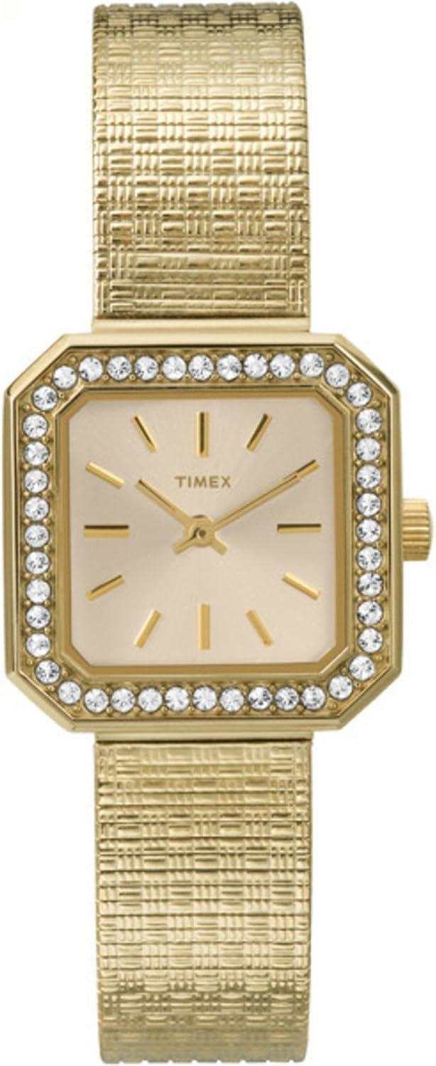 Timex Women's Premium Classic Gold-Tone Band White Dial Dress Watch | T2P550