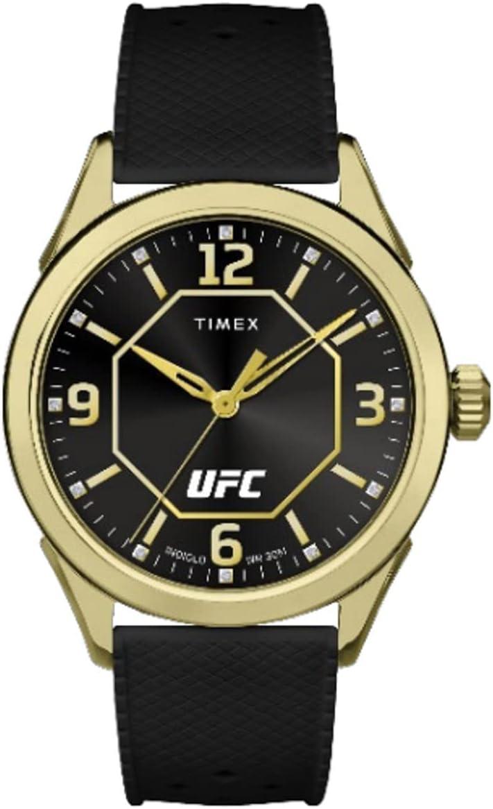 Timex UFC Men's Athena 42mm Watch - Black Strap Black Dial Gold-Tone Case